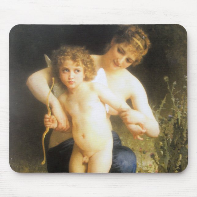 Woman with Cupid, Bouguereau Mouse Mat (Front)