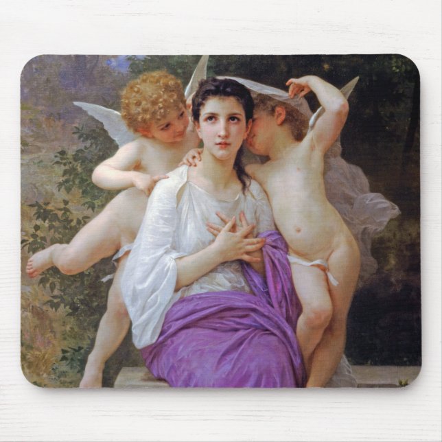 Woman with Cupid, Bouguereau Mouse Mat (Front)