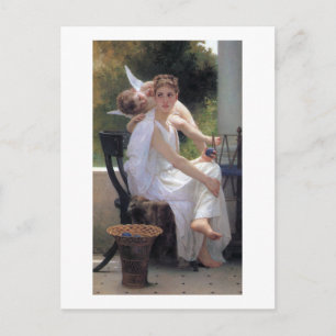 Woman with Cupid, Bouguereau Postcard