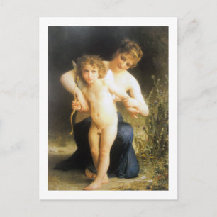 Woman with Cupid, Bouguereau Postcard
