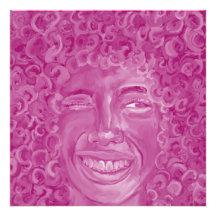 Woman with Curly Hair in Pink