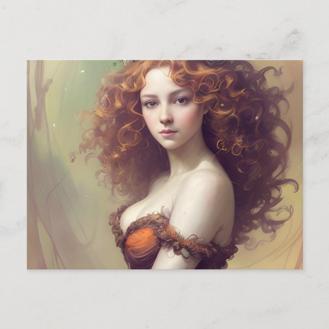 Woman with Curly Hair Postcard (Front)