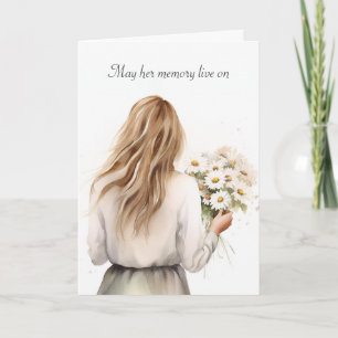 Woman With Daisy Bouquet Sympathy Card
