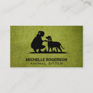 Woman with Dog   Animal Services Business Card