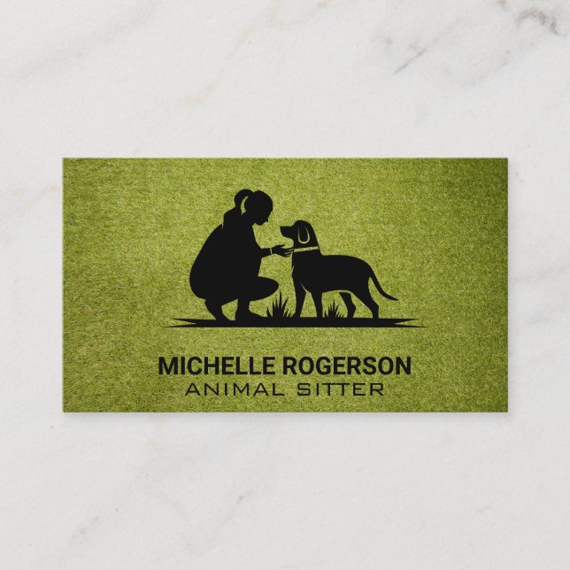 Woman with Dog | Animal Services Business Card (Front)