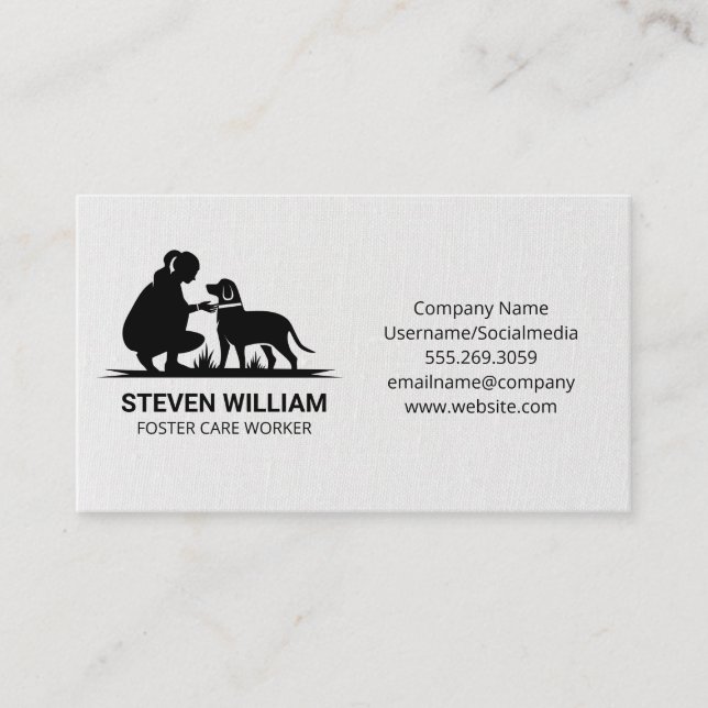 Woman with Dog Logo Business Card (Front)
