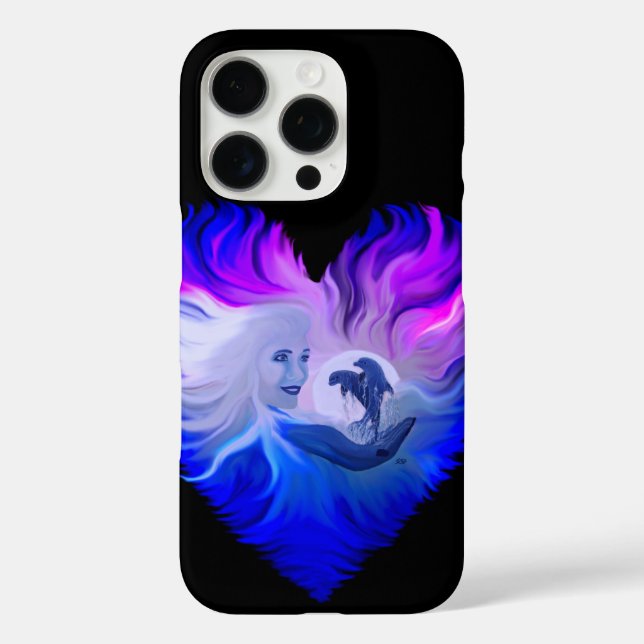 Woman with Dolphins in the Moonlight Case-Mate iPhone Case (Back)