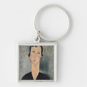 Woman with Earrings Key Ring