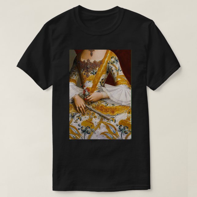 Woman With Embroidered Dress Renaissance Painting T-Shirt (Design Front)