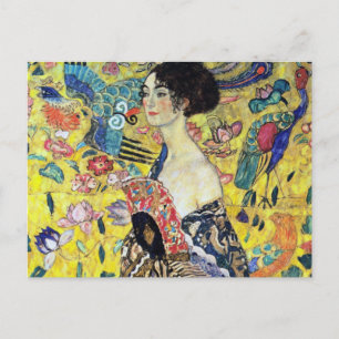 Woman with Fan by Gustav Klimt Postcard