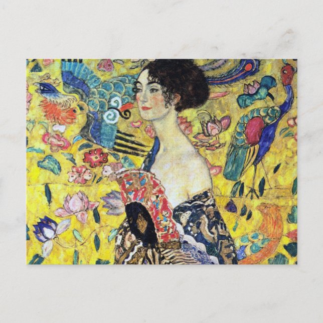 Woman with Fan by Gustav Klimt Postcard (Front)