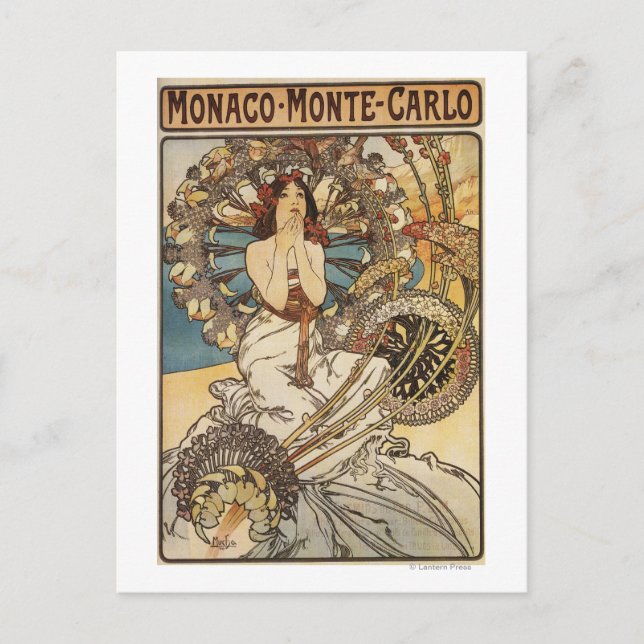 Woman with Feathers - PLM Railway Travel Poster Postcard (Front)