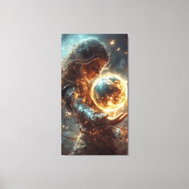 Woman with Fire Orb-Canvas Print (Front)