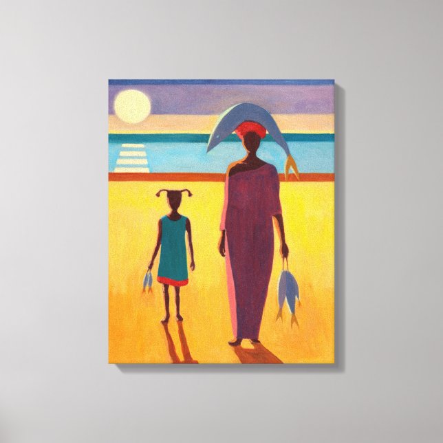 Woman with Fish Canvas Print (Front)