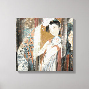 Woman with Floral Hairpin Canvas Print