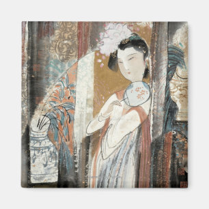 Woman with Floral Hairpin Magnet