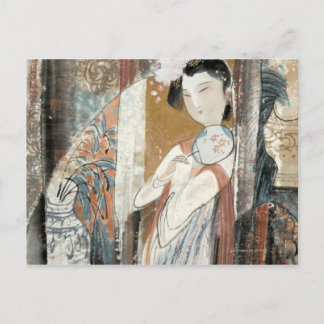 Woman with Floral Hairpin Postcard