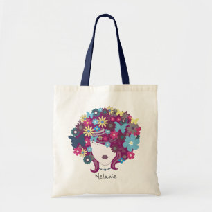 Woman With Flower Hair Pretty Personalised Tote Bag