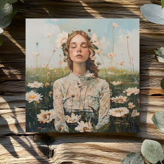 WOMAN WITH FLOWERS CARD