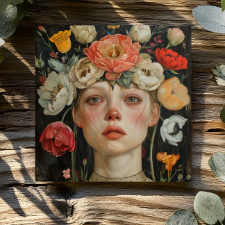 WOMAN WITH FLOWERS CARD