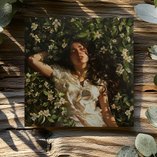 WOMAN WITH FLOWERS CARD