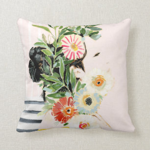 Woman with Flowers Cushion
