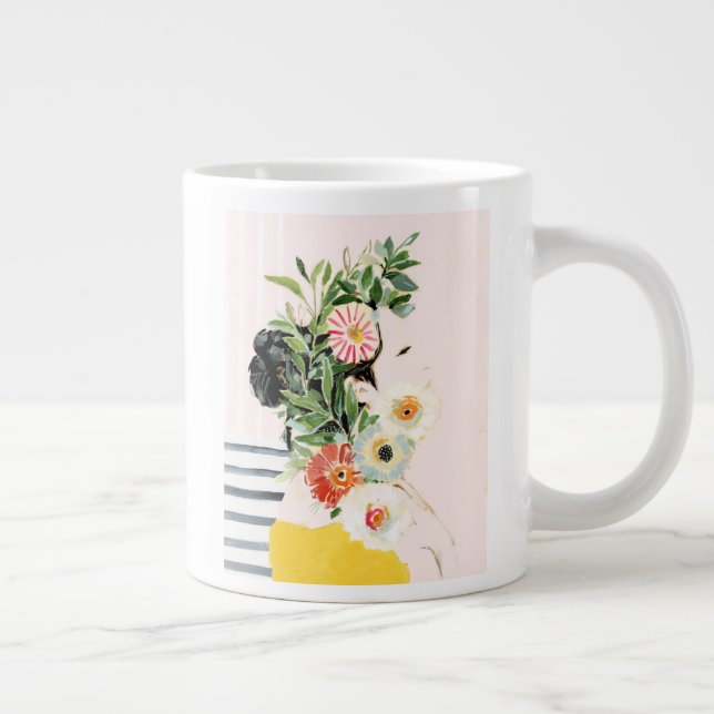 Woman with Flowers Large Coffee Mug (Right)