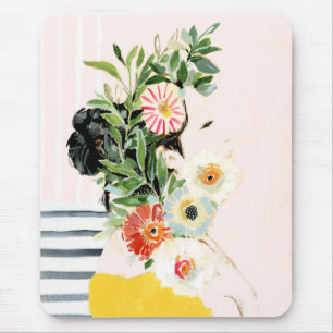 Woman with Flowers Mouse Mat