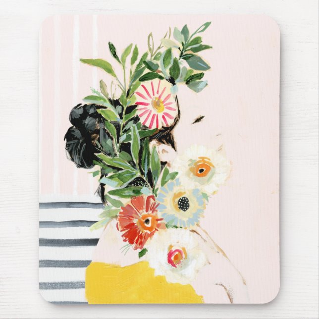 Woman with Flowers Mouse Mat (Front)