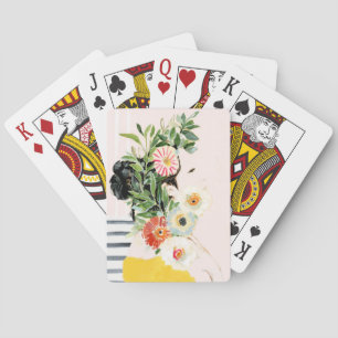 Woman with Flowers Playing Cards