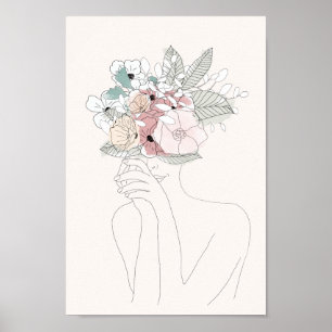 woman with flowers poster