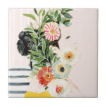 Woman with Flowers Tile<br><div class="desc">Grow Your Own Way I by Victoria Borges. | 138523GG</div>