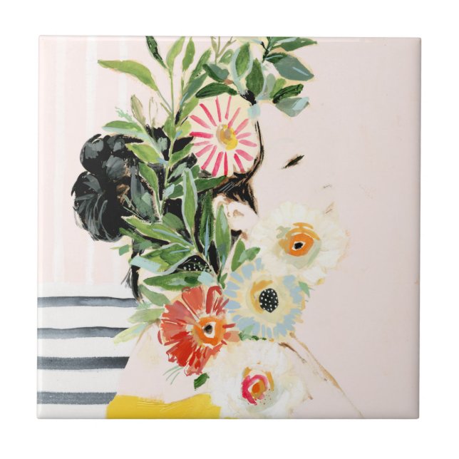 Woman with Flowers Tile (Front)