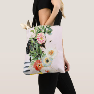 Woman with Flowers Tote Bag
