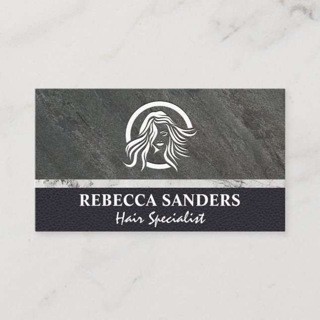 Woman with Flowing Hair Logo Business Card (Front)