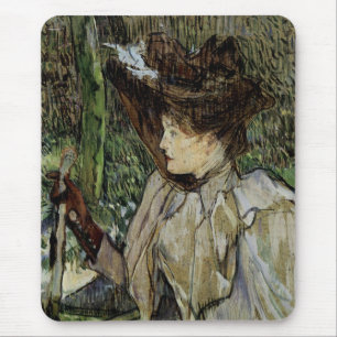 Woman with Gloves by Toulouse-Lautrec Mouse Mat