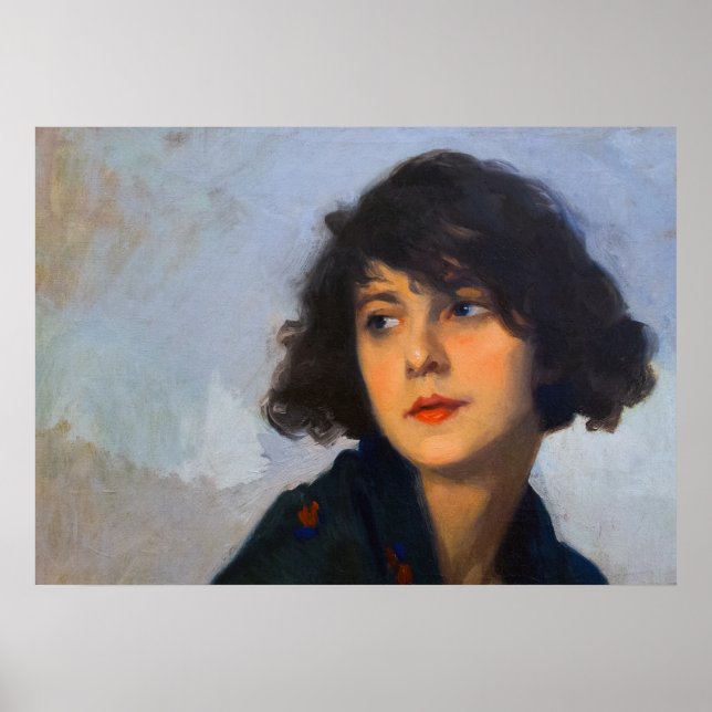 Woman with green shawl, Cyprien Eugène Boulet Poster (Front)