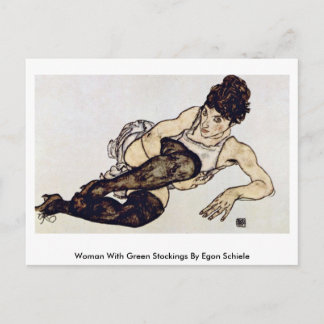Woman With Green Stockings By Egon Schiele Postcard