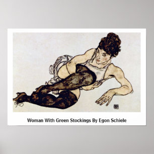 Woman With Green Stockings By Egon Schiele Poster