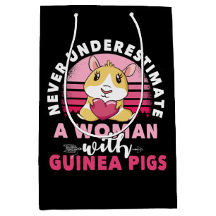 Woman with Guinea Pig Cavy Roddent Medium Gift Bag