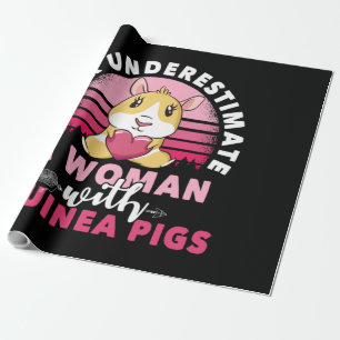 Woman with Guinea Pig Cavy Roddent Wrapping Paper