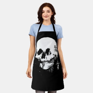 Woman with Halloween Skull Reflection In Mirror Apron