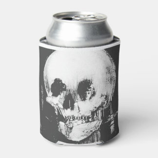 Woman with Halloween Skull Reflection In Mirror Can Cooler
