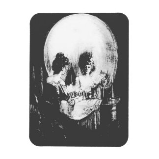Woman with Halloween Skull Reflection In Mirror Magnet