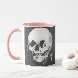 Woman with Halloween Skull Reflection In Mirror Mug
