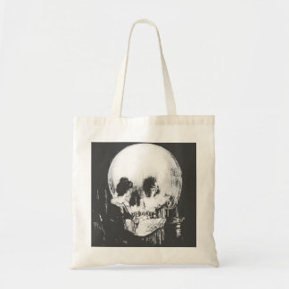 Woman with Halloween Skull Reflection In Mirror Tote Bag