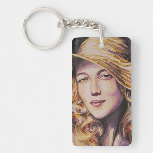Woman with hat key ring (Front)