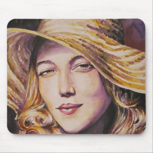 Woman with hat mouse mat