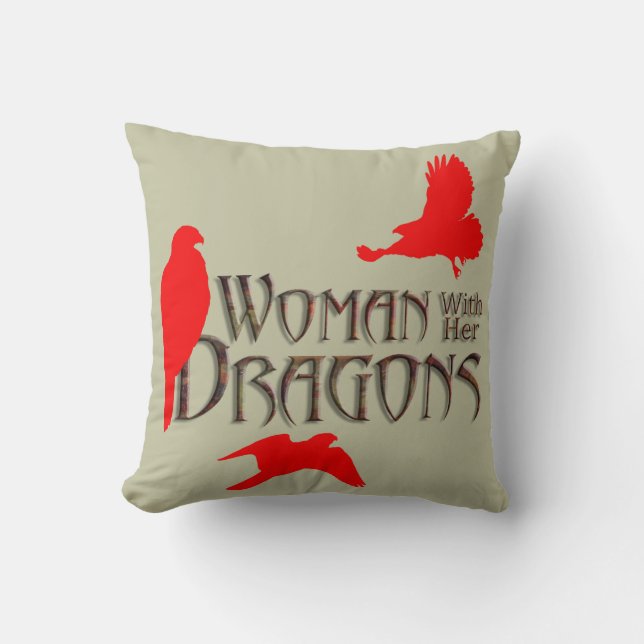 Woman with her Dragons Cushion (Front)