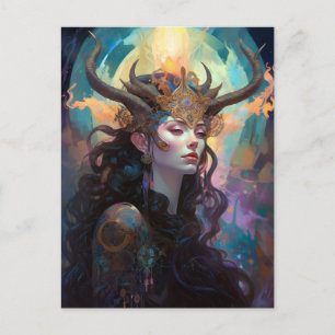 Woman With Horns Fantasy Art Postcard